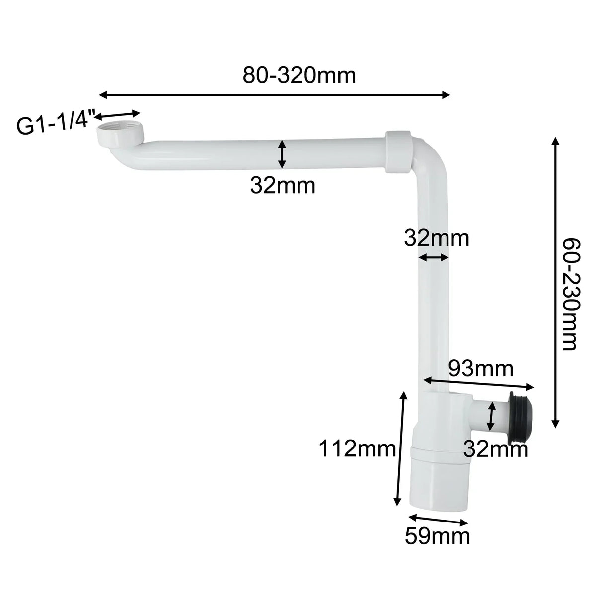 1-1/4" Adjustable Washbasin Siphon Trap | Leak-Proof Silicone