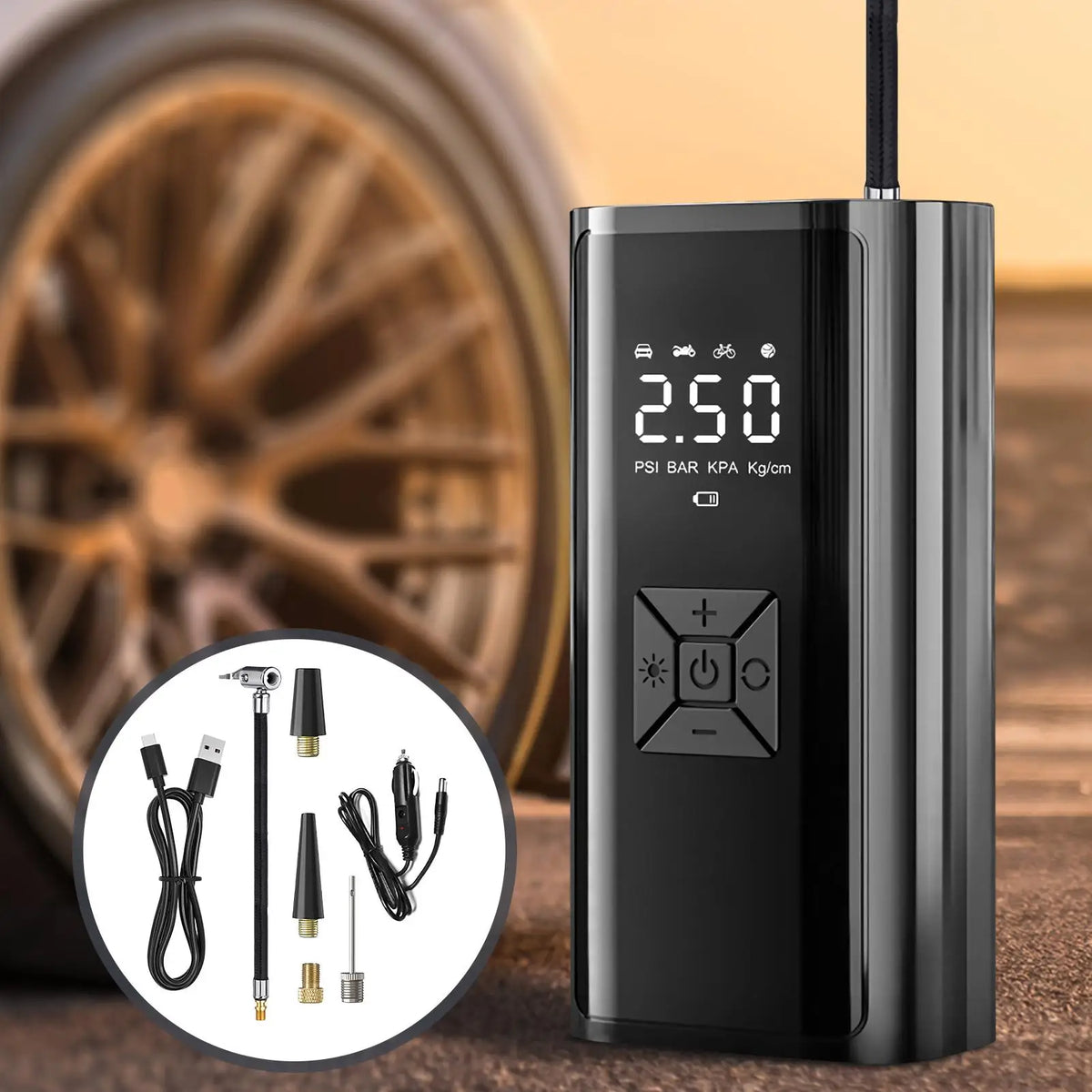 Tire Inflator Portable Tyre Inflation Equipment Smart Air Compressor