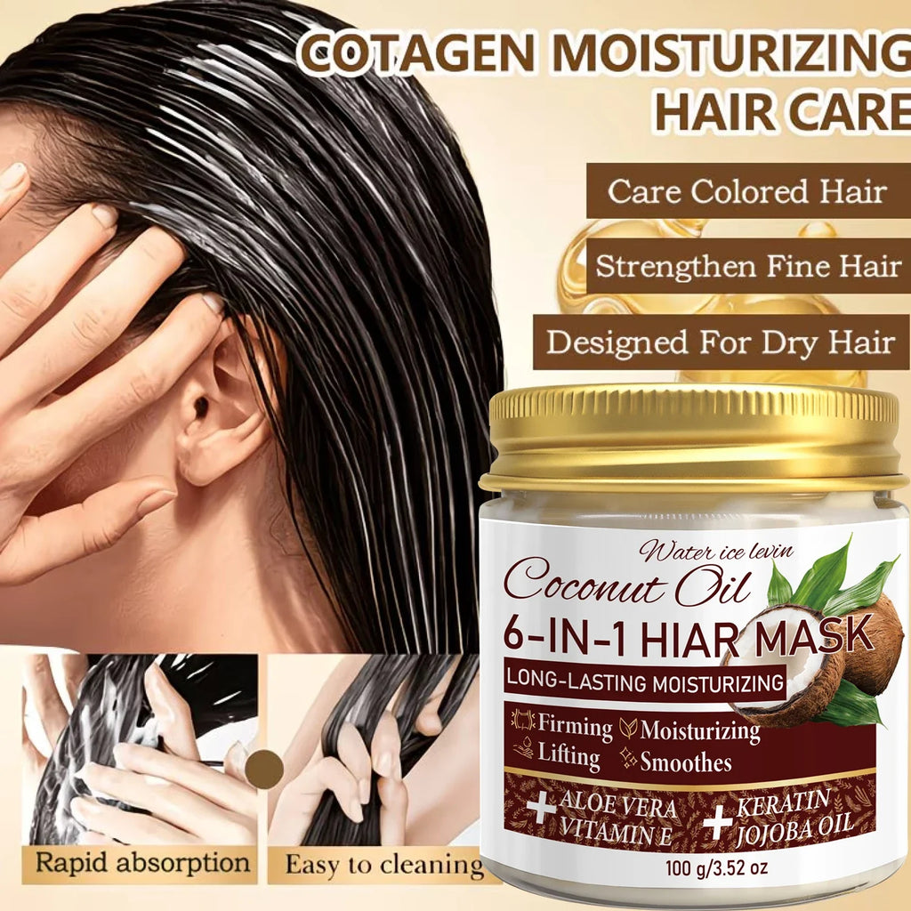 6-in-1 Coconut Hair Mask with Keratin & Jojoba Oil – 100g