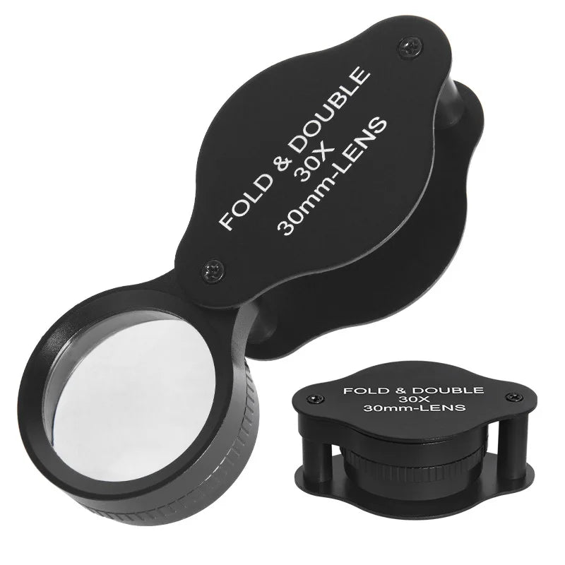 30X Folding Jewelry Loupe – 30mm Optical Glass Magnifier