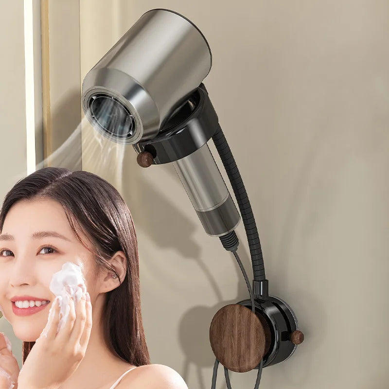 Wall-Mounted Hair Dryer Holder | 360° Rotatable, No-Drill Rack