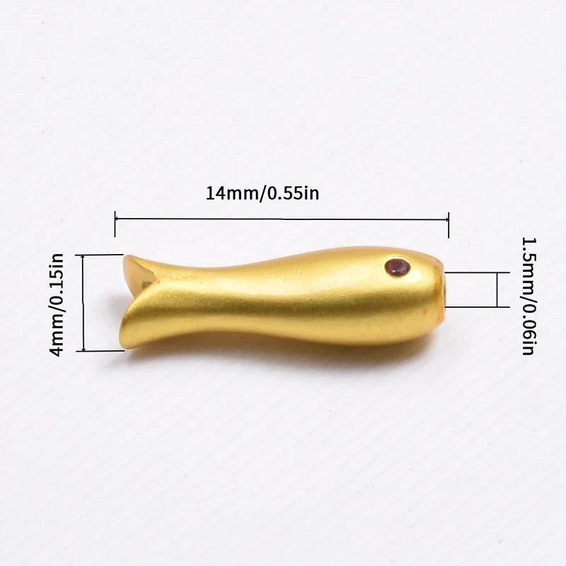 10Pcs Gold Fish Spacer Beads – Stainless Steel DIY Charms