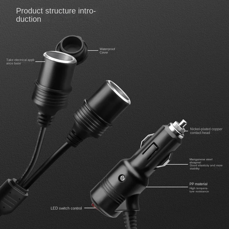 3-in-1 Car Lighter Splitter 180W 12V/24V Fast Charger Adapter