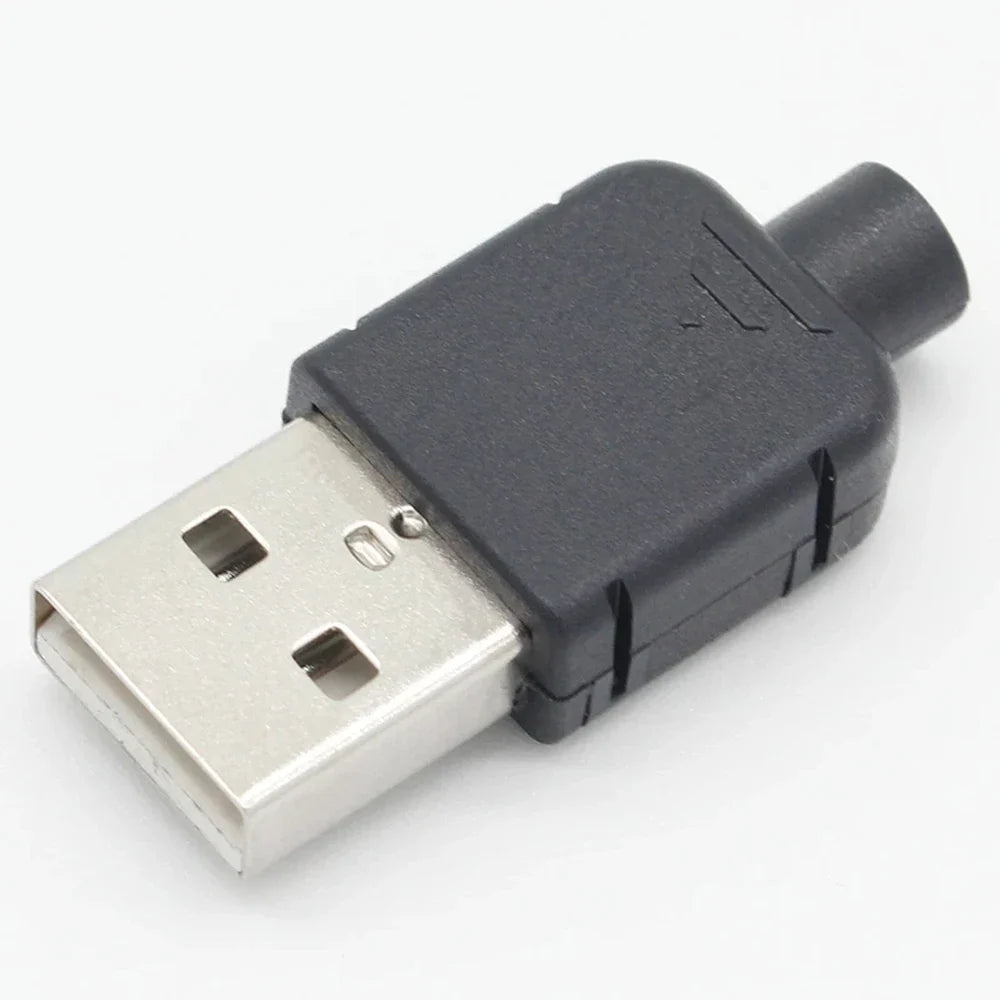 DIY USB 2.0 Type-A Male Connector 4-Pin Plastic Shell – 10 Pack