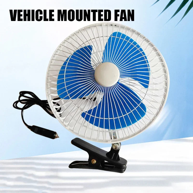 12/24V Car Mini Fan – 180° Rotating Low Noise Strong Airflow