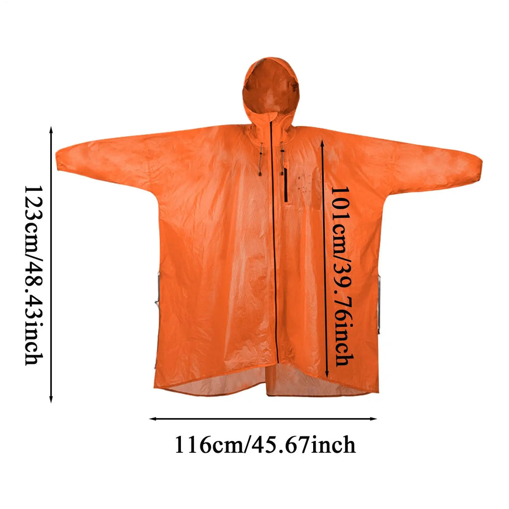 Adult Rain Poncho Hooded Full-Body Waterproof Raincoat