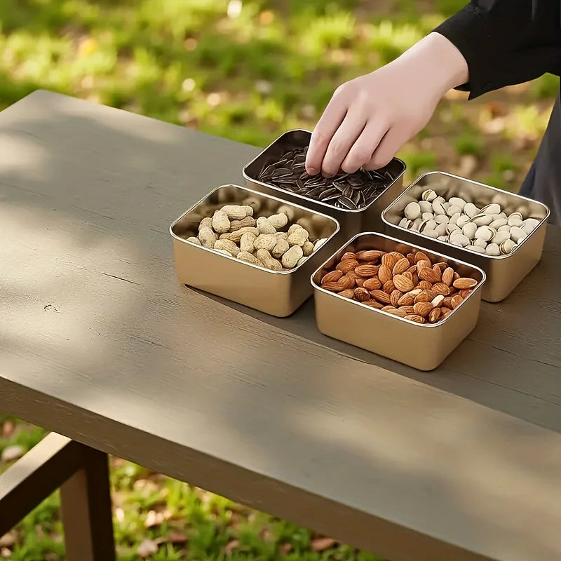 Stainless Steel Food Storage Containers 6 Leak-proof Stackable Lids