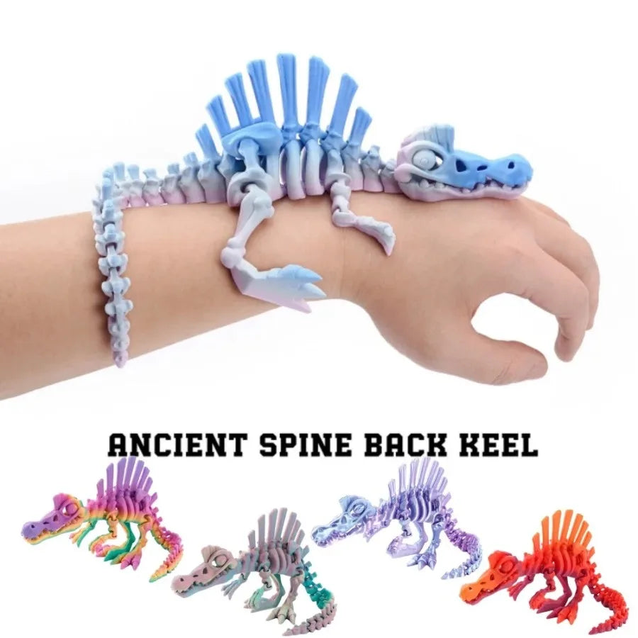 3D Printed Dinosaur Movable Echinosaurus Figurine Dragons Bone Model