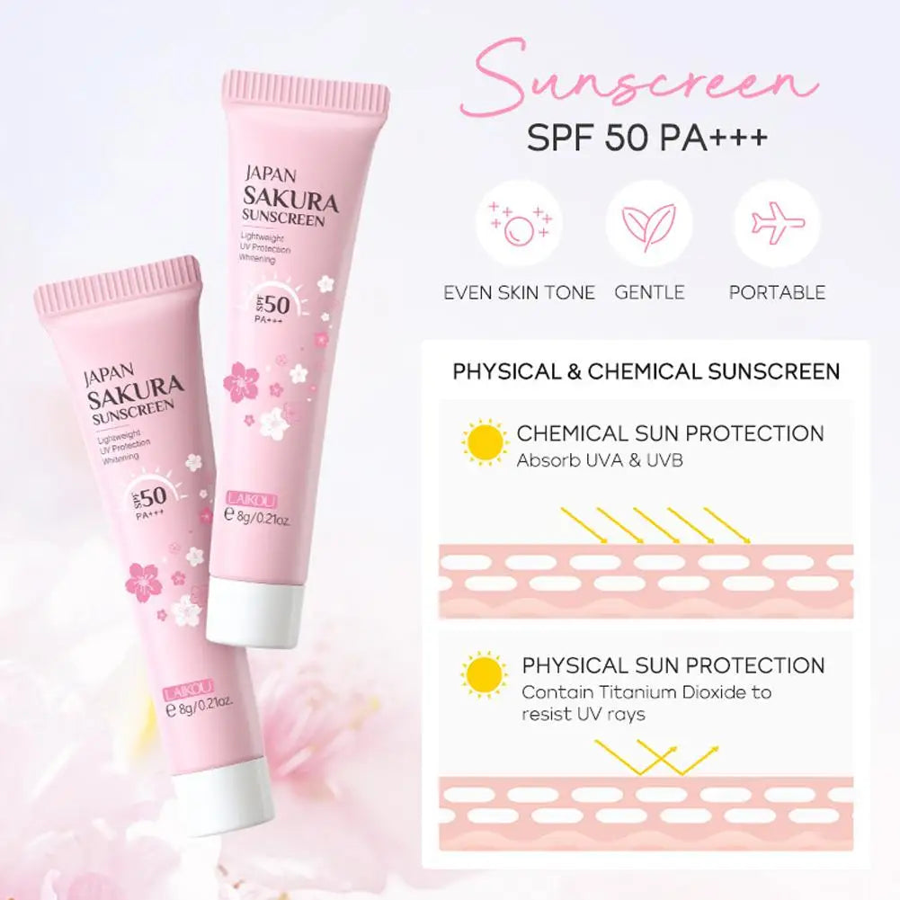 LAIKOU Sakura Skincare Gift Set – Cleanser, Toner, Cream & SPF