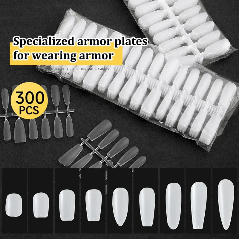 300 Pcs Matte & Clear False Nail Tips – Gel Extension DIY Kit