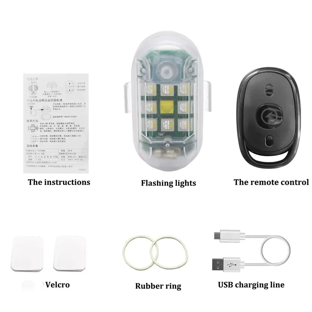 7-Color LED Strobe Warning Light – Wireless Remote, USB Rechargeable