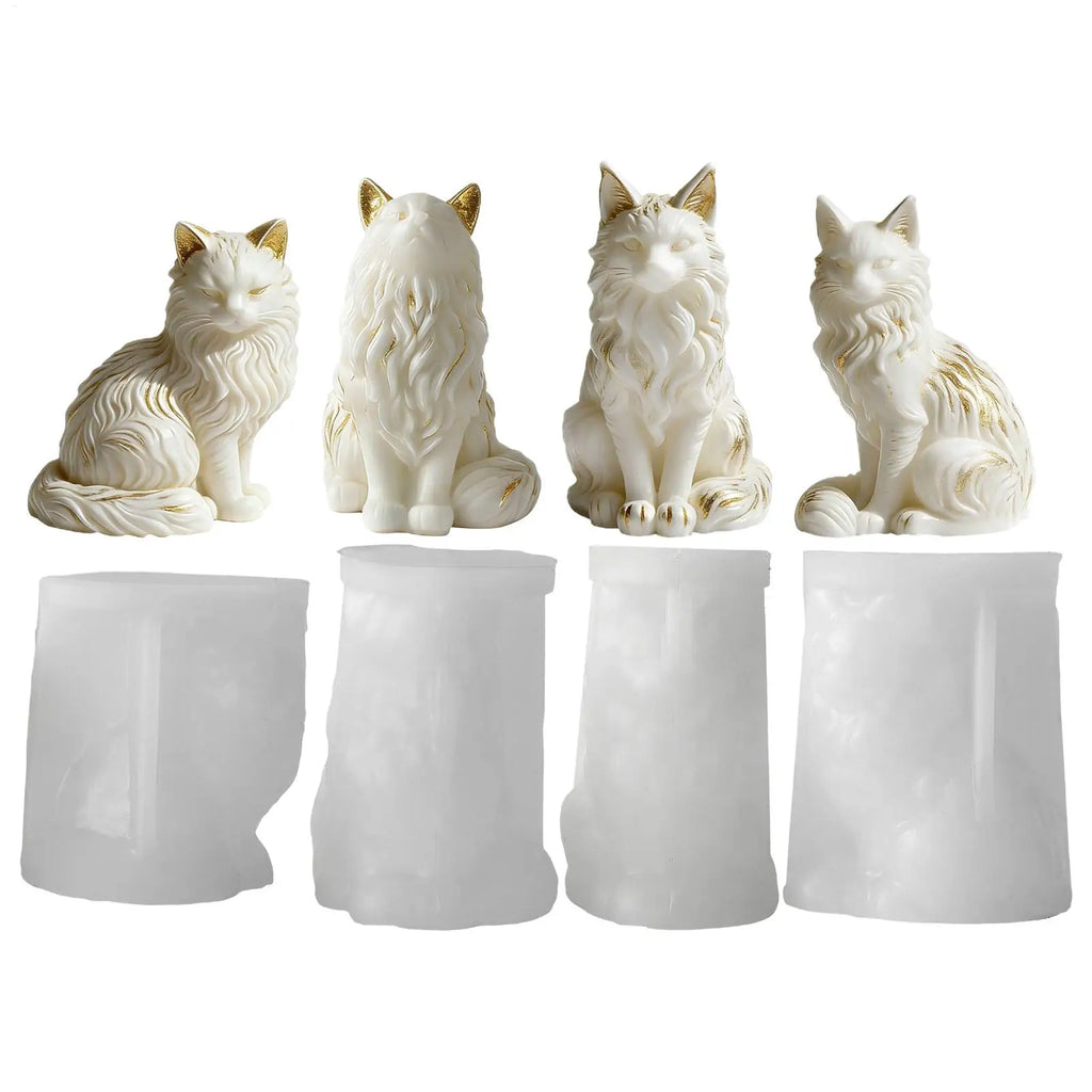 Maine Coon Shaped Silicone Mold 3D Cat Design DIY Candles Soaps