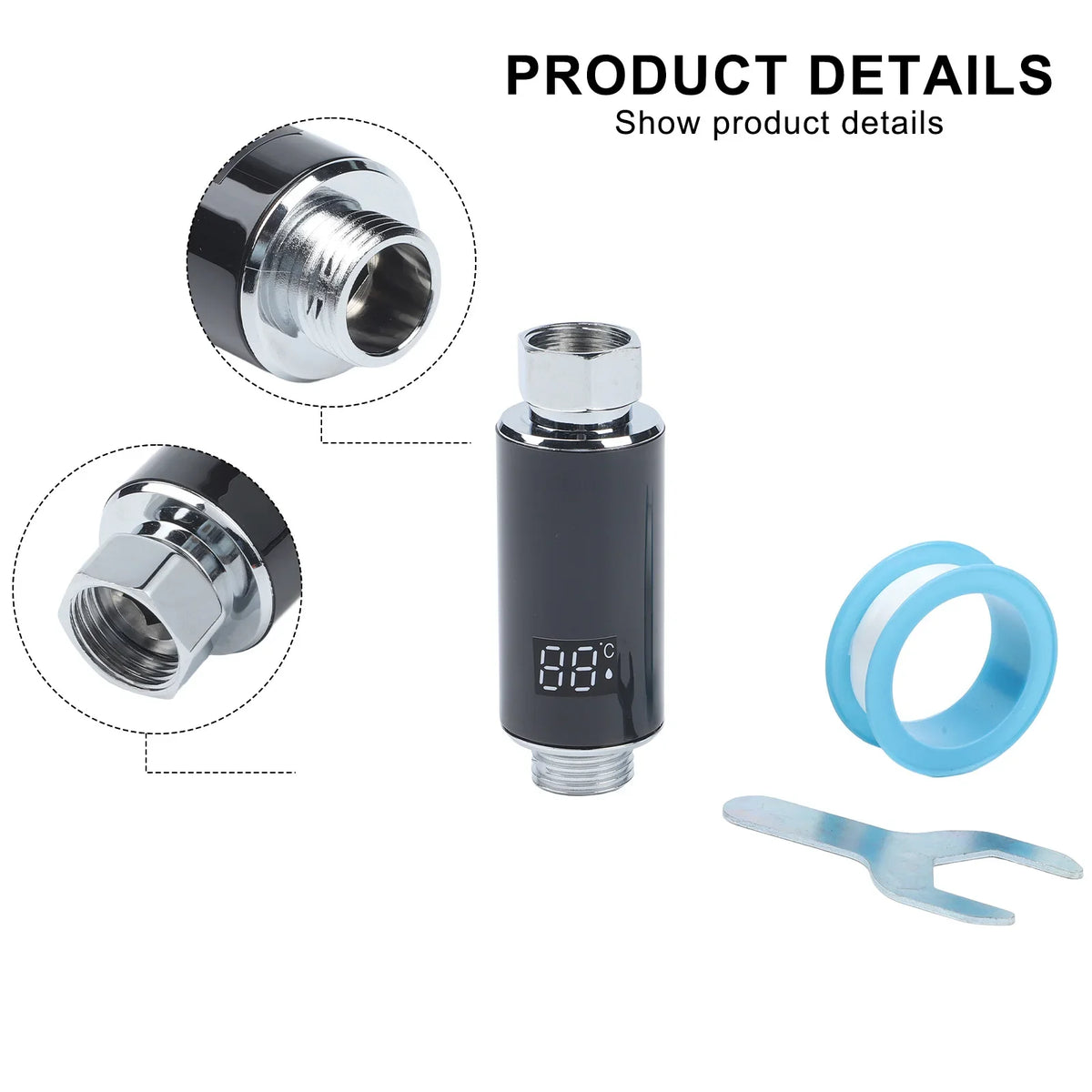 Digital Shower Thermometer LED Display 0–99°C | 3-Color Alert