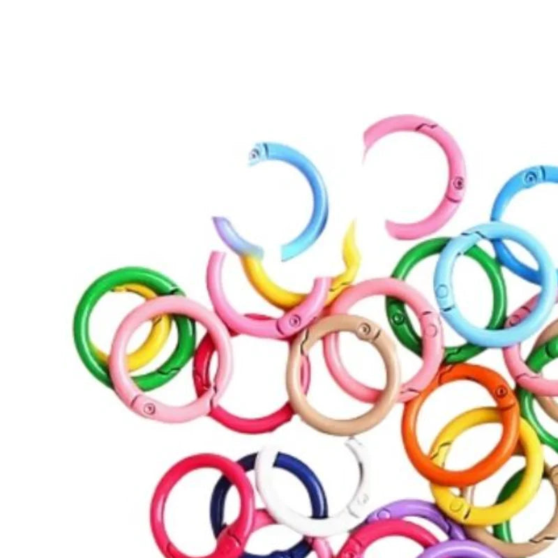 50 Pcs 25mm Colorful Alloy Spring O-Ring Buckles for DIY Keychains