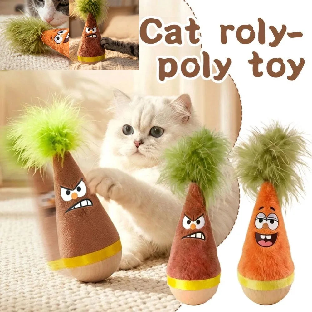 Cat Tumbler Funny Toys Tease Feathers Design Stick Self-hey Relieve