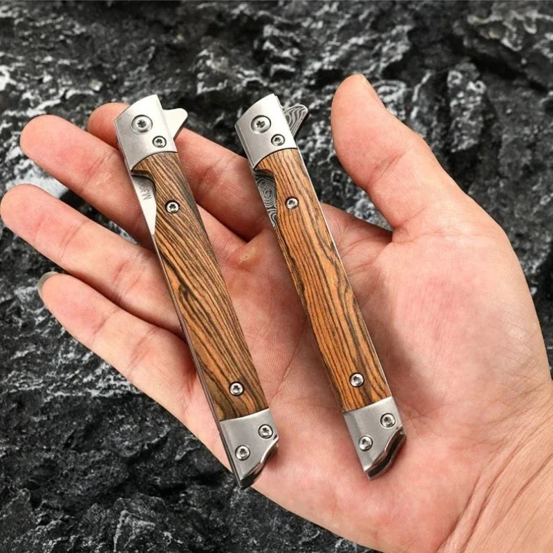 Damascus Folding Knife – EDC Stainless Steel Camping Knife