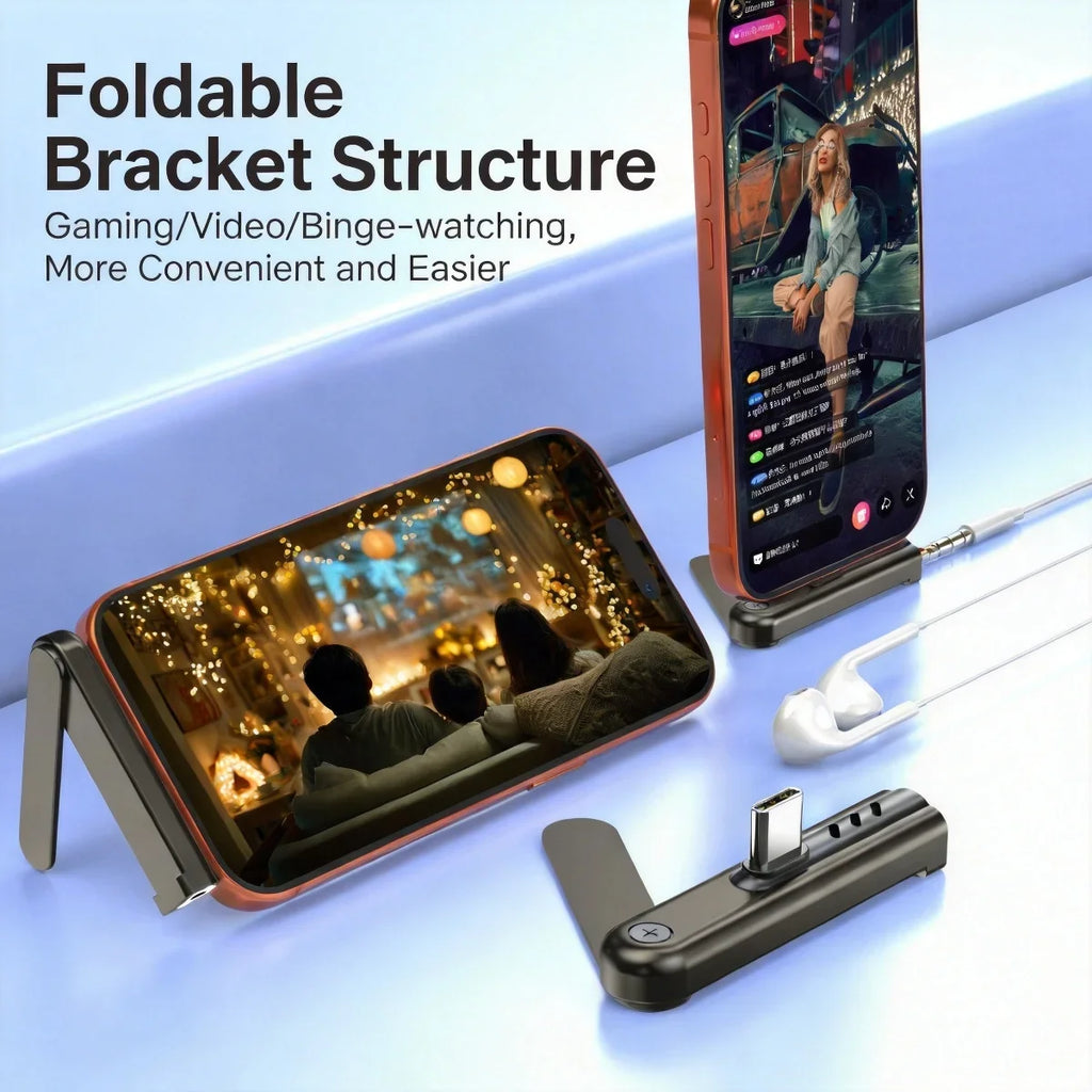 USB-C to 3.5mm HiFi DAC Audio Adapter + Foldable Phone Stand
