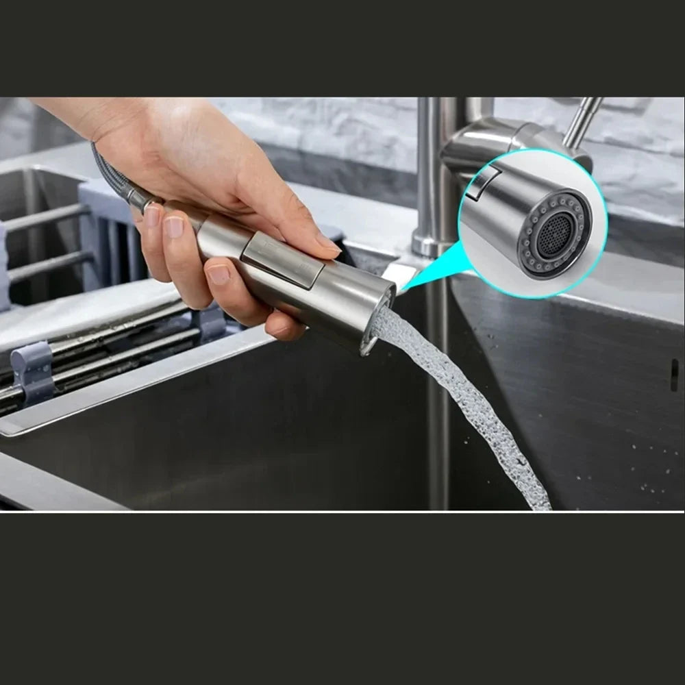 Brushed Gold Pull-Out Kitchen Faucet | Single Handle Mixer