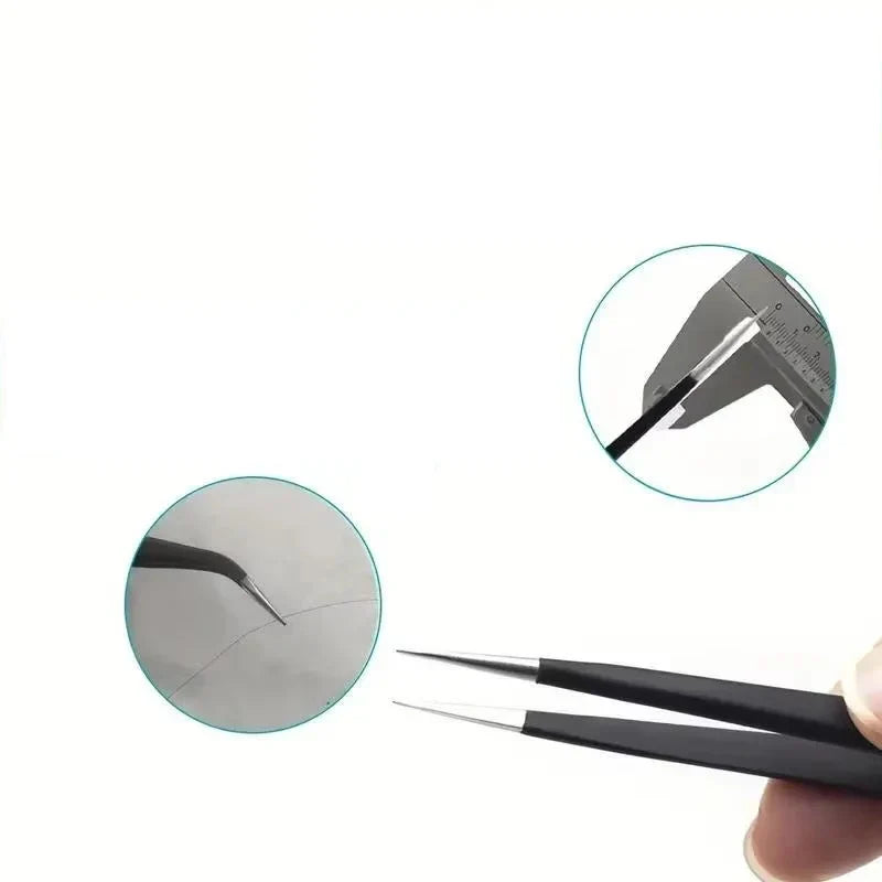 6-Piece ESD Anti-Static Precision Tweezers Set | Stainless Steel