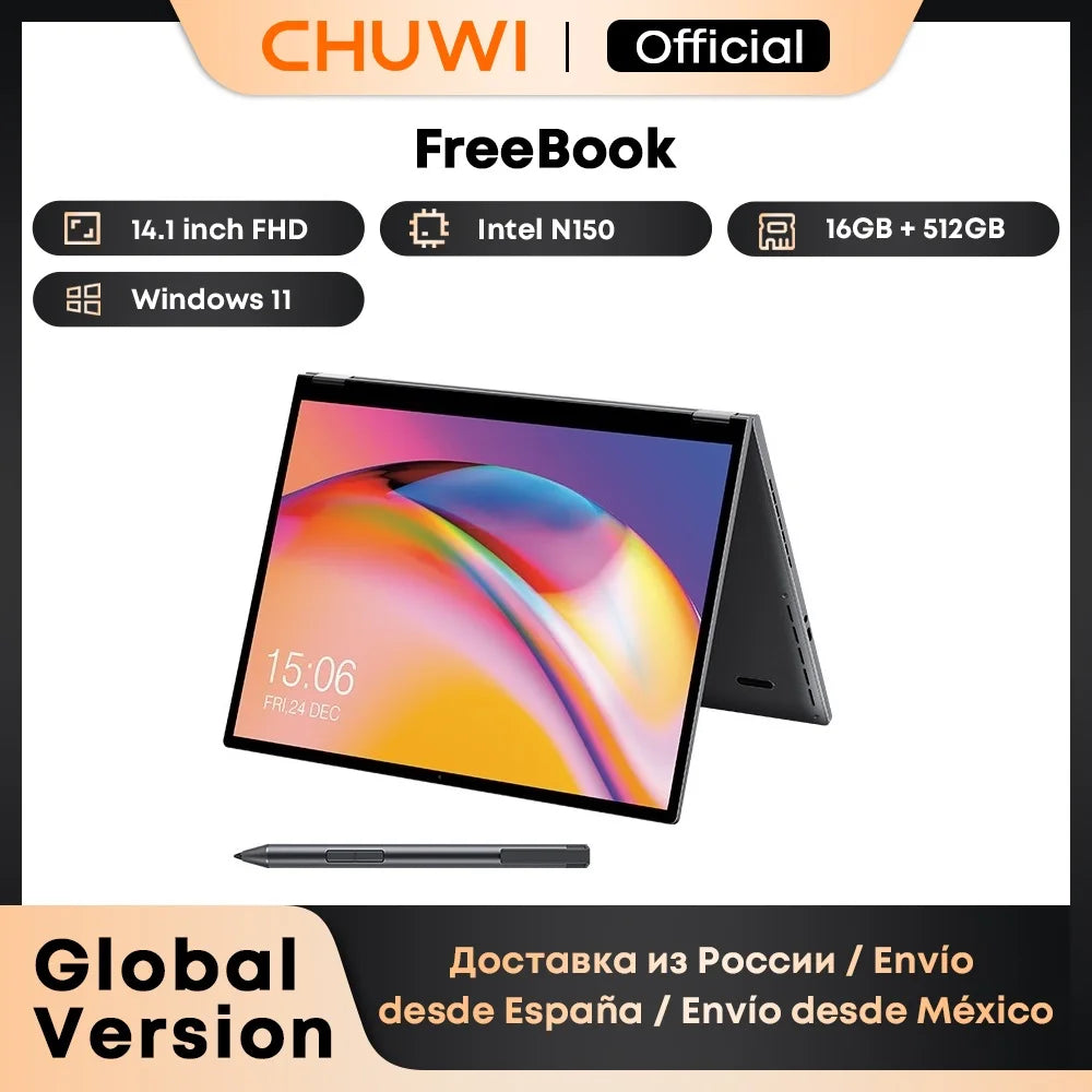 CHUWI FreeBook 2-in-1 Laptop 13.5" Touch Intel N150 16GB 512GB