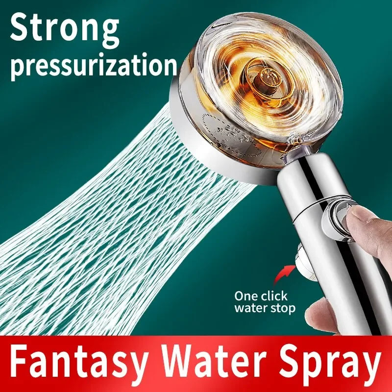 High-Pressure Water-Saving Propeller Shower Head | Chrome & Gold