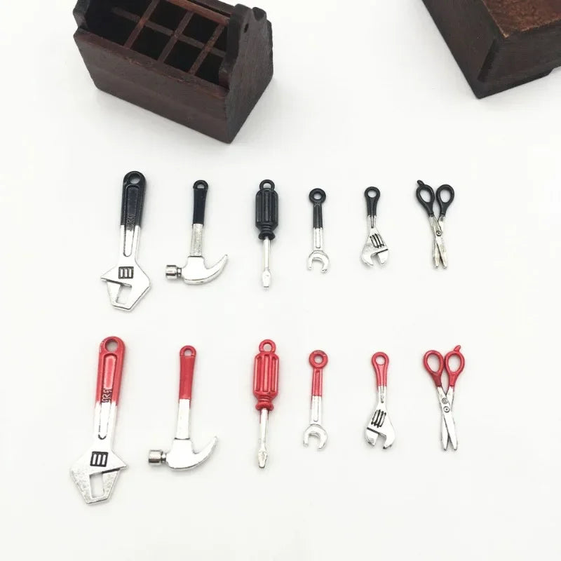 1 12 Dollhouse Miniature Toolbox Handmade Tools Sets Model Furniture
