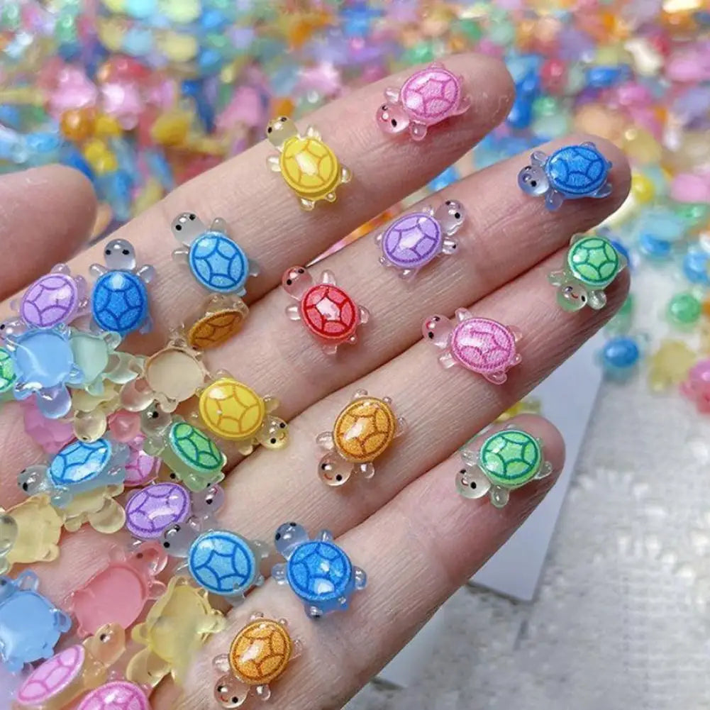 100-Pc 3D Resin Turtle Nail Charms – DIY Craft Decorations