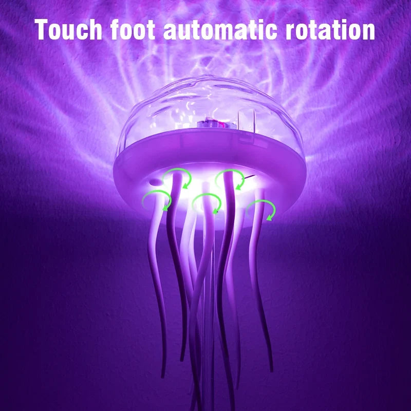 Jellyfish LED Night Light RGB Rotating Voice Control Lamp