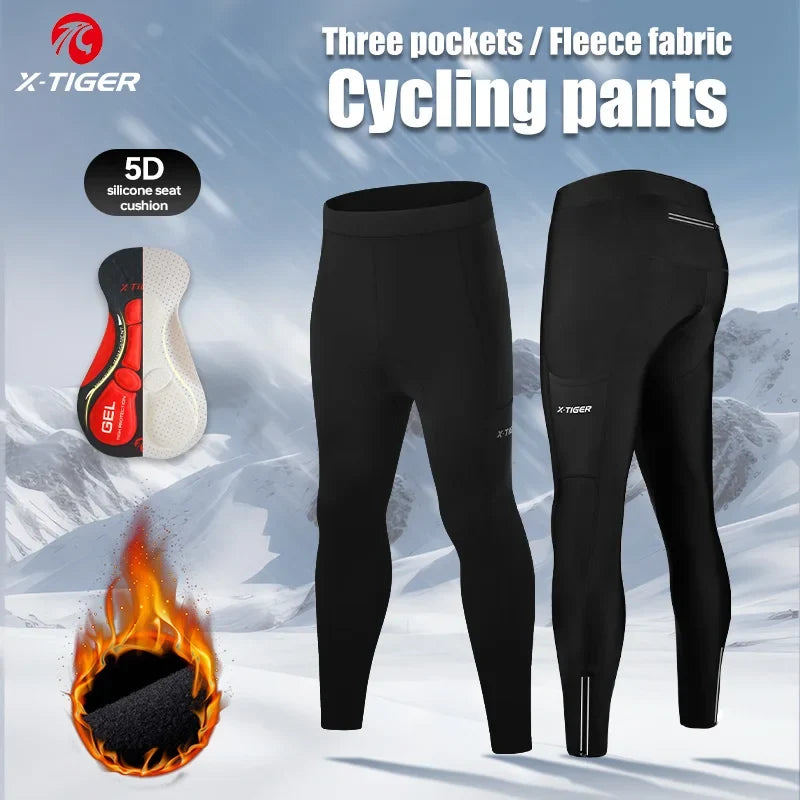 X-TIGER Men's Winter Cycling Tights – 5D Gel Padded Bike Pants