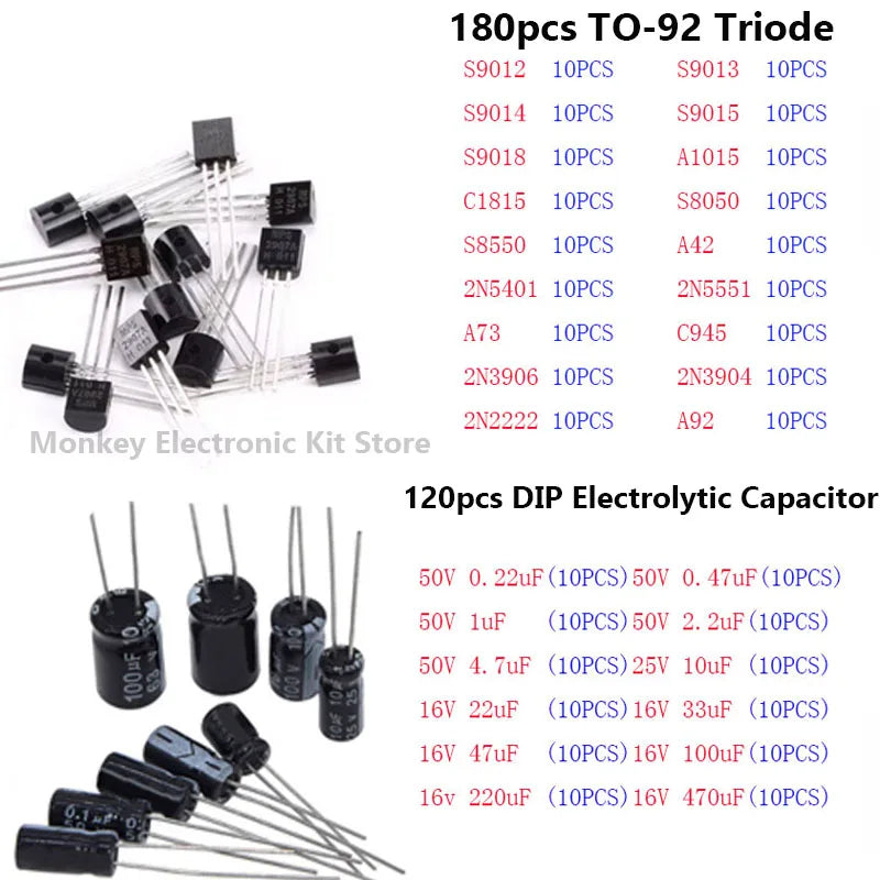 1818 PCS Electronic Components Kit – Resistors, LEDs, Capacitors