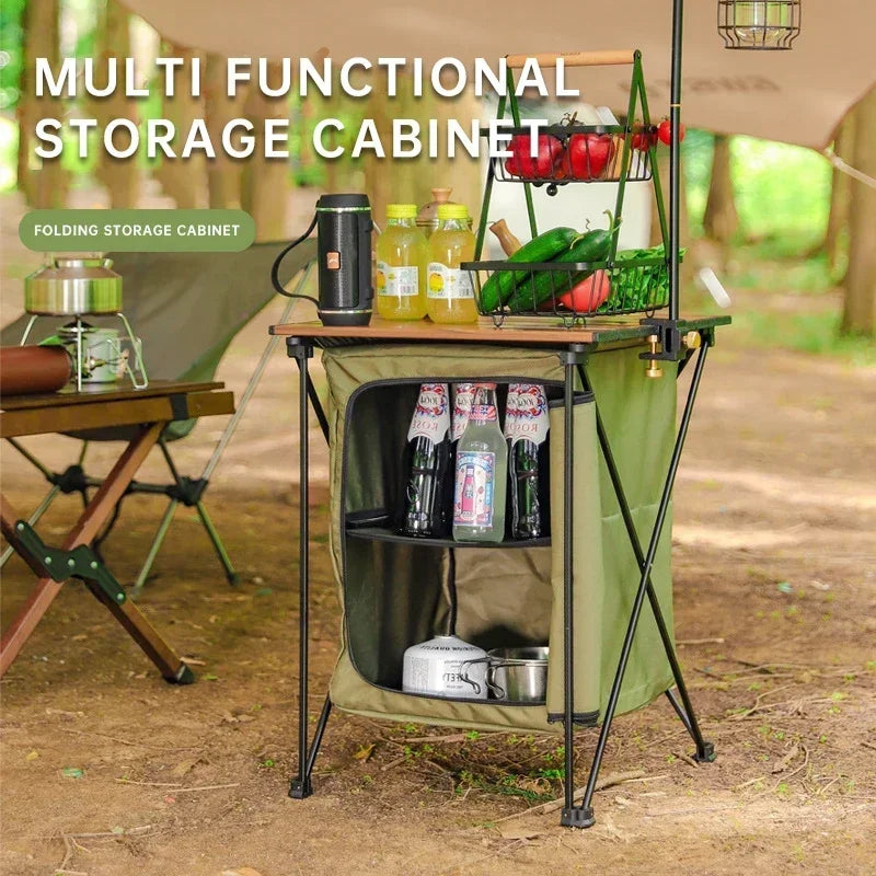 Folding Outdoor Camp Cabinet – Oxford Cloth BBQ Storage Table