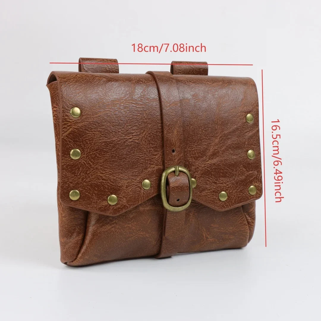 Steampunk Vintage Leather Pouch Bag Buckle Belt Medieval Renaissance
