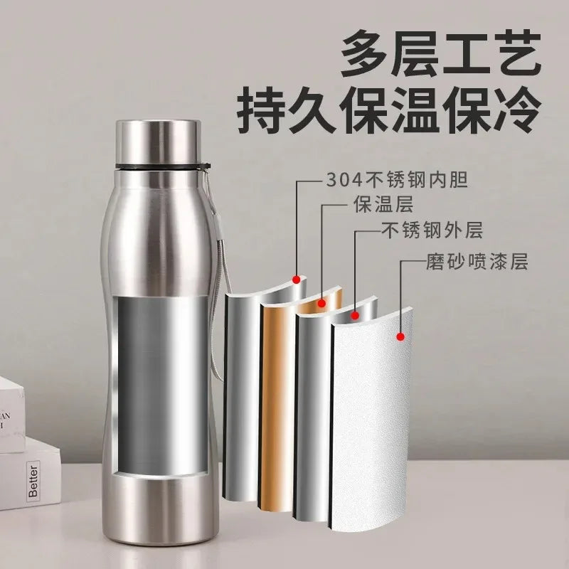 CHANSUNRUN 1000ml Stainless Steel Sport Water Bottle Metal Flask