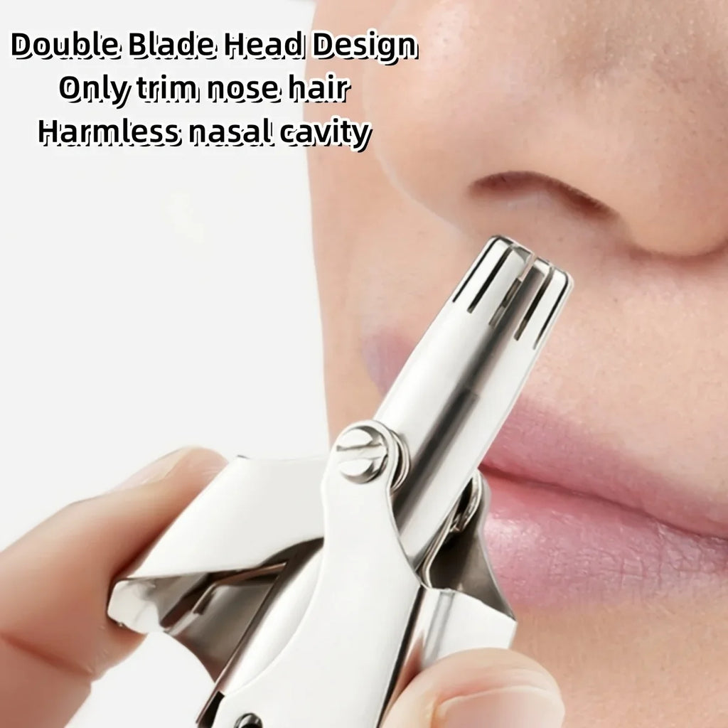Manual Stainless Steel Nose & Ear Hair Trimmer – Painless