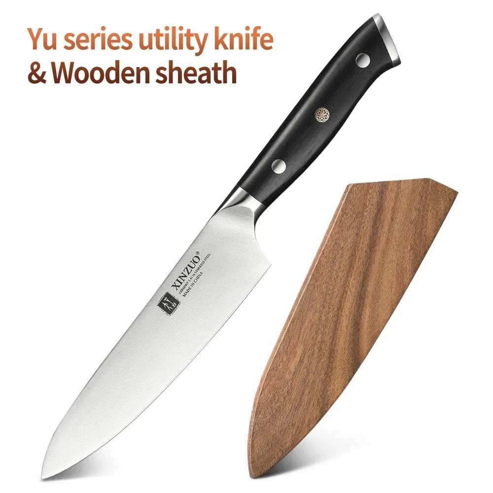 XINZUO 5-Inch Utility Knife – German 1.4116 Steel & Ebony Handle