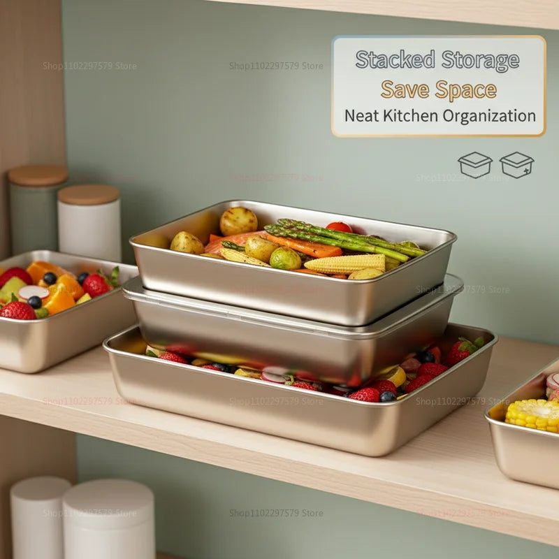 Stainless Steel Airtight Food Storage Containers with Lids – Set of 3