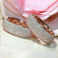 Huitan Rose Gold Hoop Earrings – Micro Pavé Cubic Zirconia