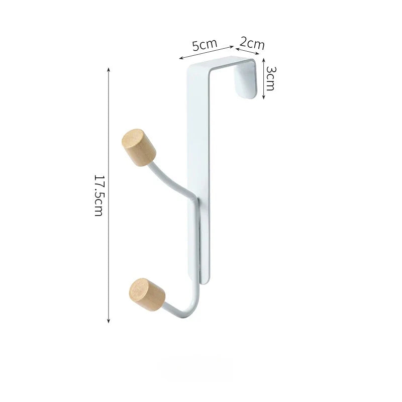 1 Over Door Hook Hanger White Sturdy Wooden Ends Clothes Towel Metal