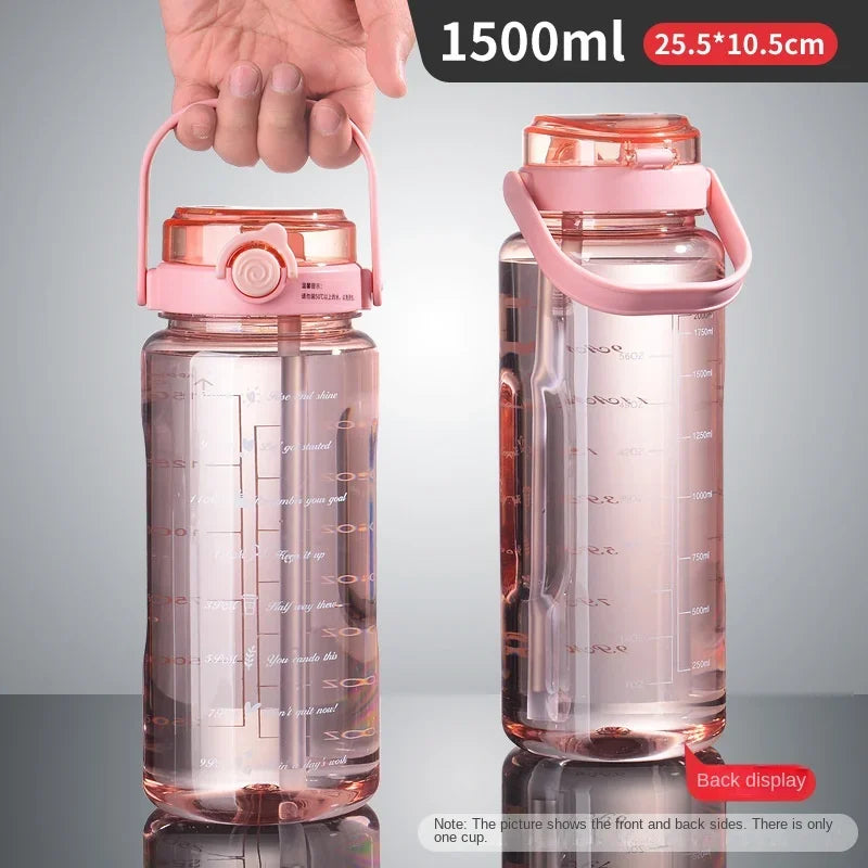 Sports Water Cup Straws Handle BPA-Free Leak-proof Portable Bottle