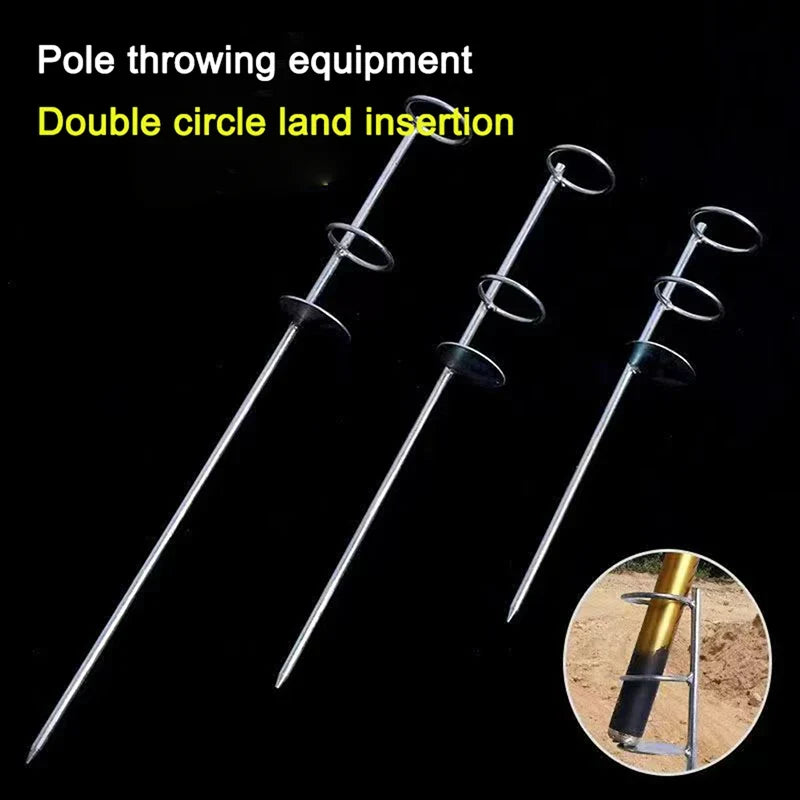 Ground Fishing Rod Holder Double Ring Stake Stand 30/37/47cm
