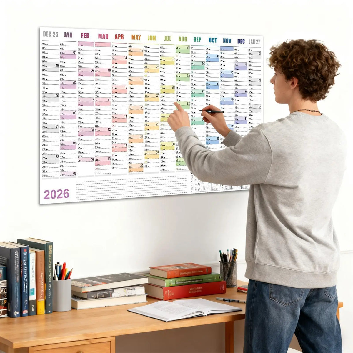 2026 Plan Calendar 29 X Large Notebook Tip Labels Sticker Wall Decor