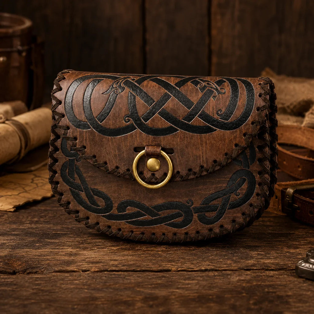 Medieval Leather Belt Pouch Vintage Renaissance Waist Bag Viking