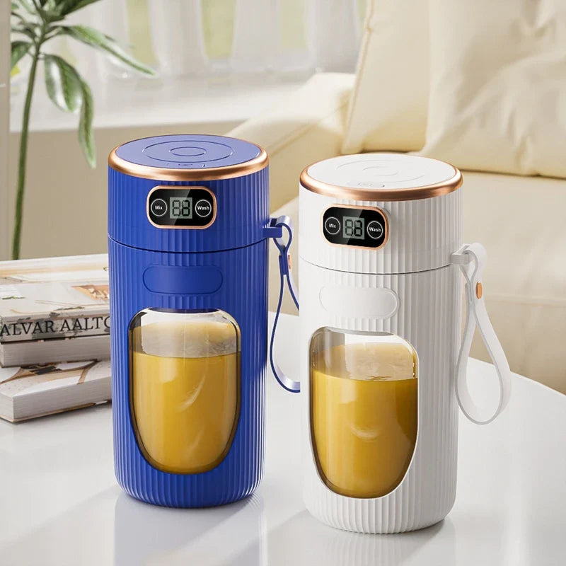 Portable Electric Juicer 10-Blade Blender with LED Display, 400ml