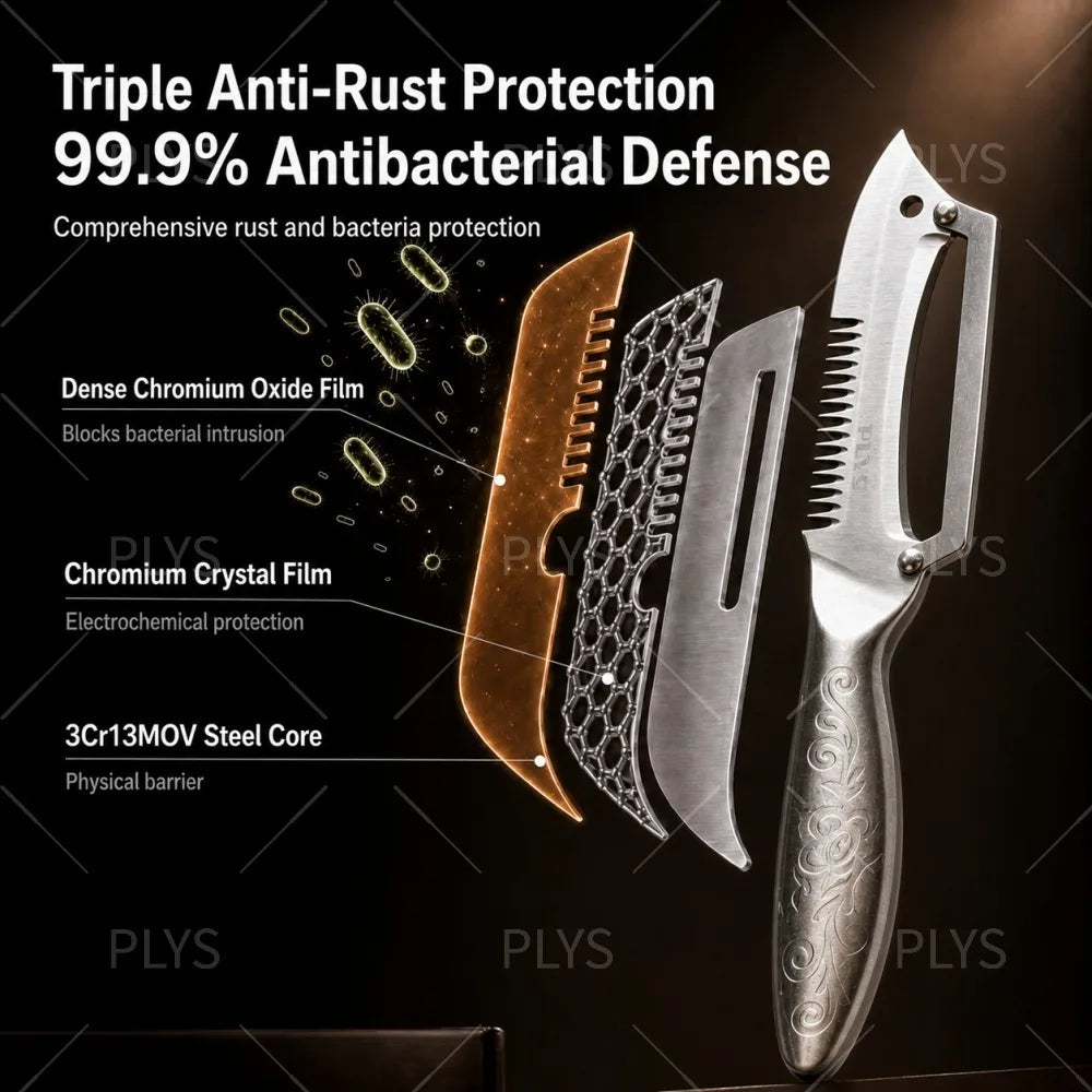PLYS 3-in-1 Paring Knife & Vegetable Peeler | Stainless Steel