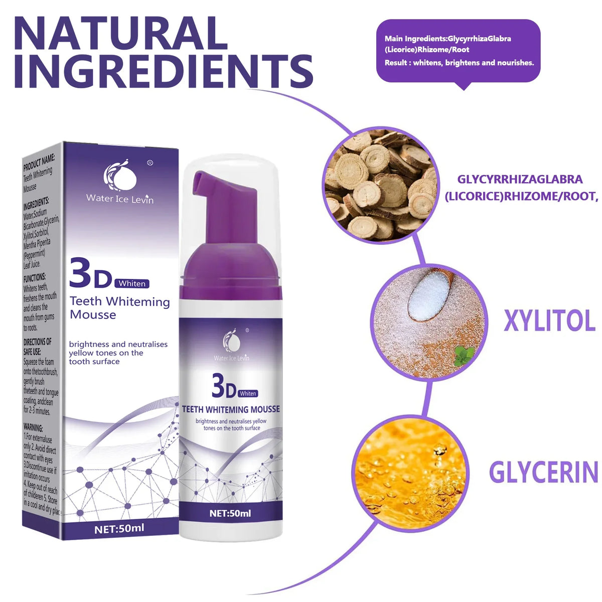 Purple Whitening Mousse Toothpaste 50ml – Fresh Breath & Deep Clean
