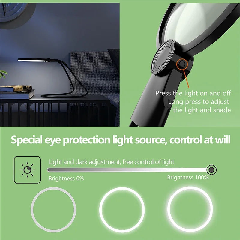 Magnifying Glass Light Reading 5X Hands Magnifier Neck Wear Seniors