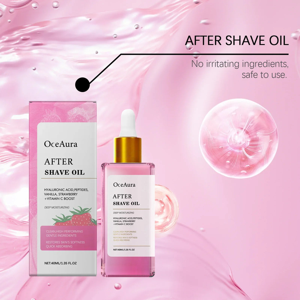 OceAura Strawberry Vanilla After Shave Oil – Soothing 40ml