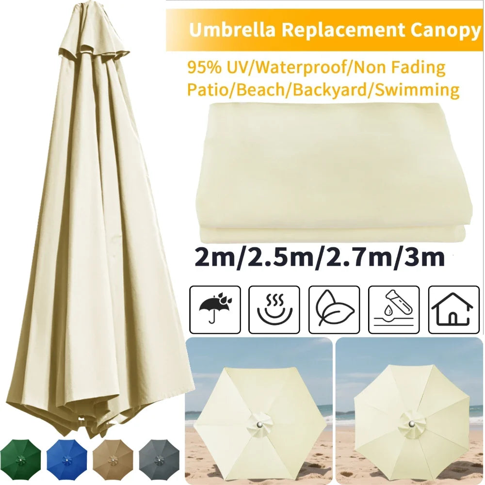 Patio Umbrella Replacement Canopy | 6 & 8 Rib Garden Parasol Cover