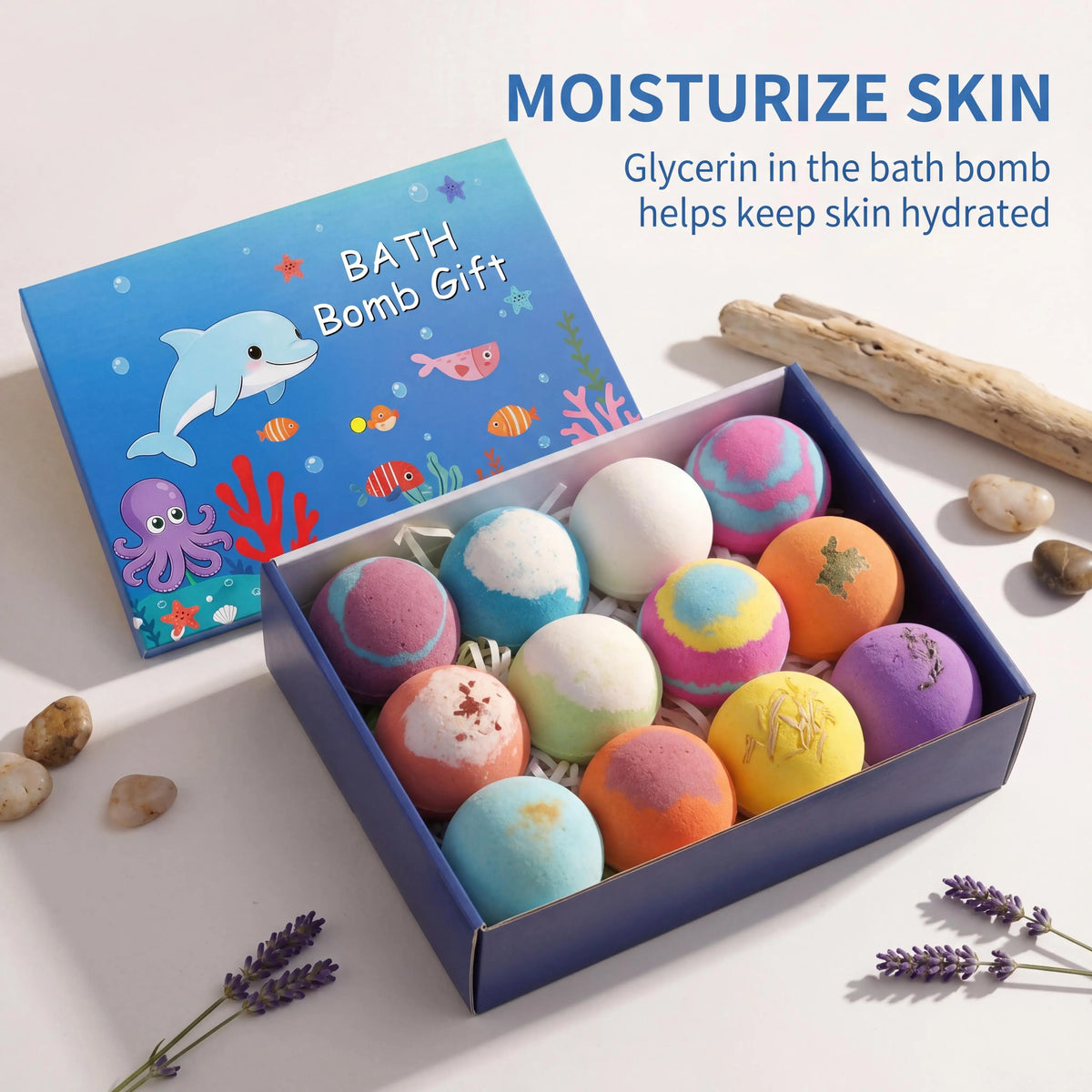 Kids Bath Bombs Set with Surprise Toys – 12 Colorful Spa Balls