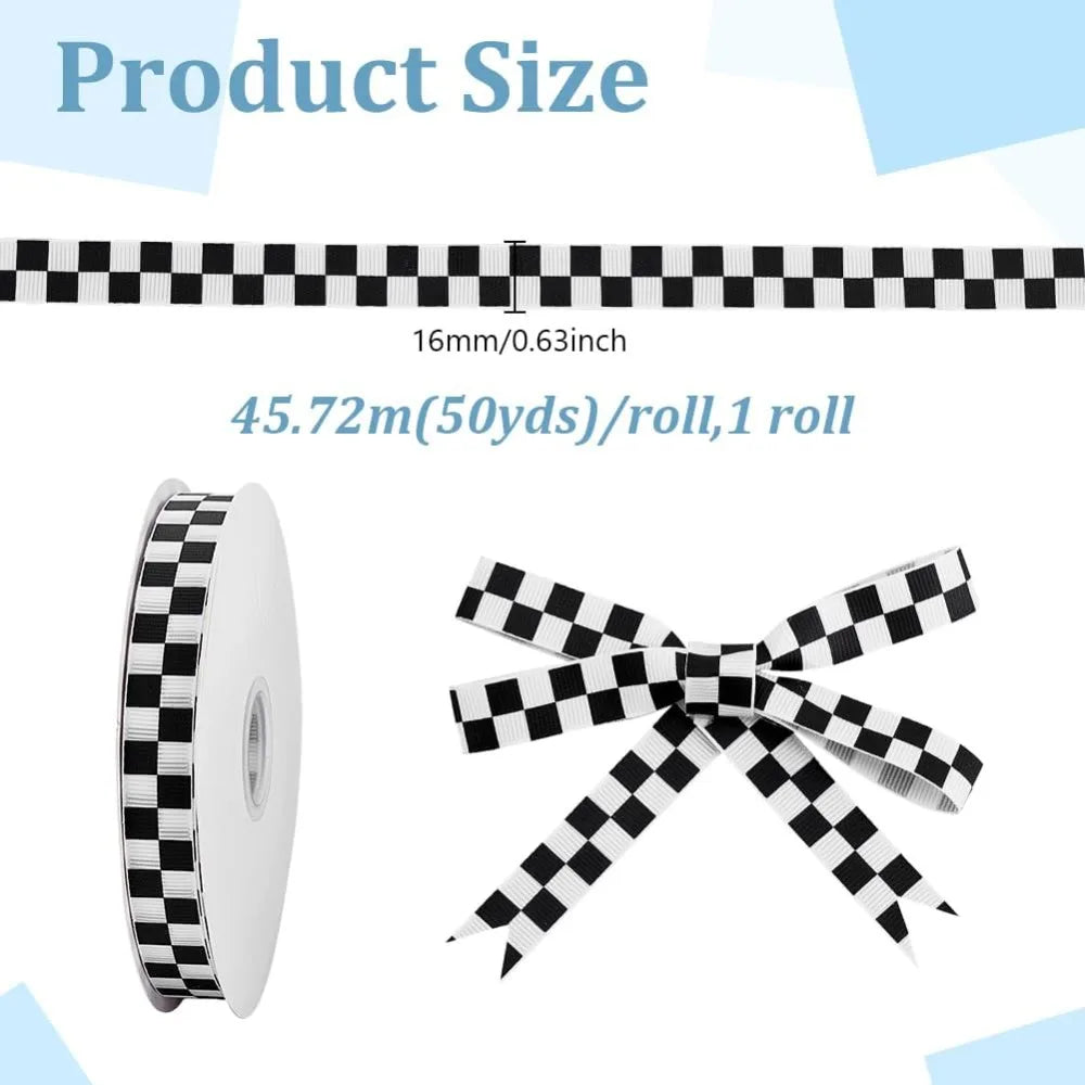 Black Check Polyester Ribbon 5/8" 50 Yards – Gift Wrap & Craft